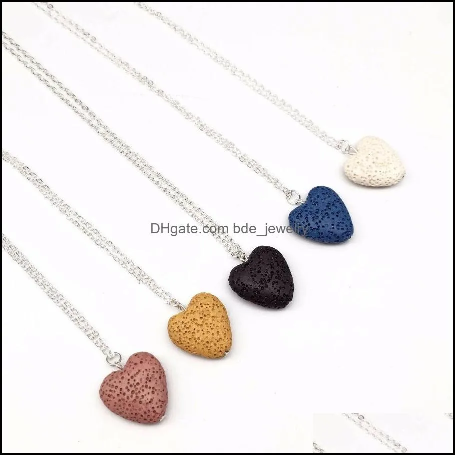 fashion black lava stone love heart  oil diffuser necklace aromatherapy jewelry necklaces