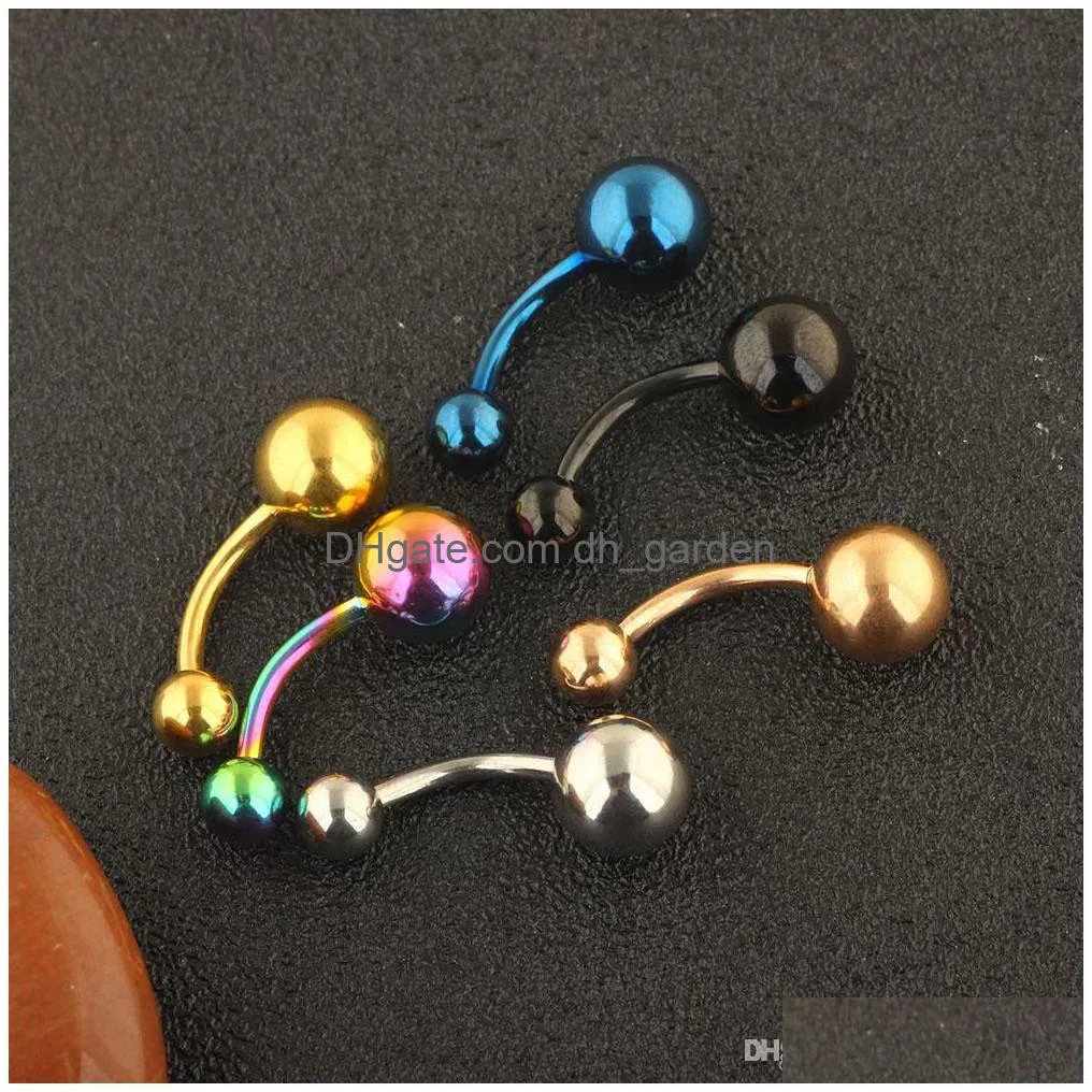 mix 6 colors belly button rings surgical steel 14g navel ring screw women piercing barbell body jewelry 100pcs