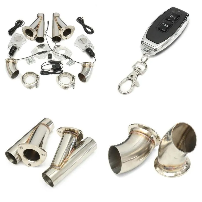 2.5 inch 6.3mm dual electric exhaust cutout pipe kit with remote control stainless steel cutout muffler valve system1