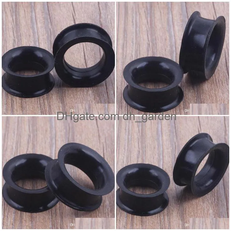 f27 mix 425mm silicone double flare silicone flesh tunnel ear plug 192pcs black color body jewelry