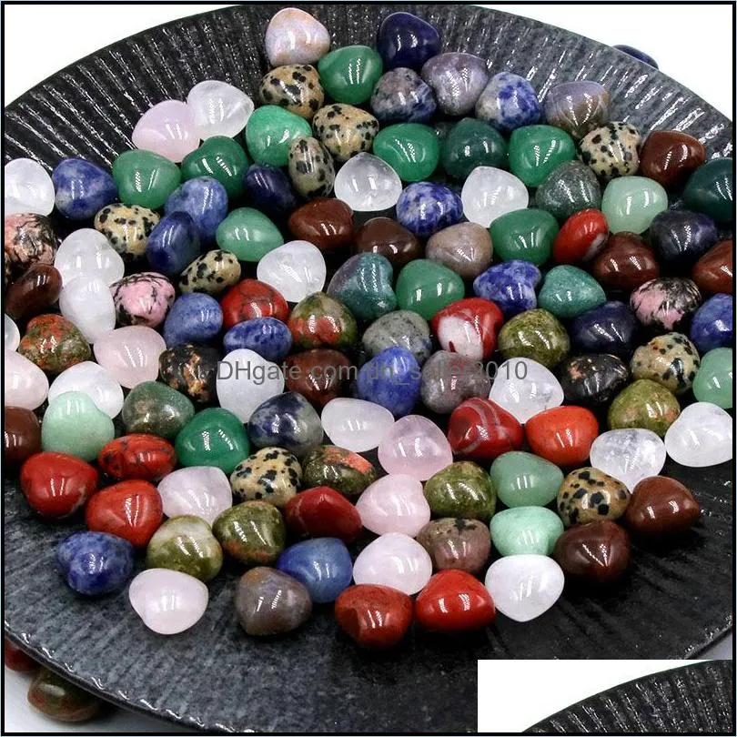 small 15mm natural quartz stone mini heart carving crystal healing decoration craft dhseller2010