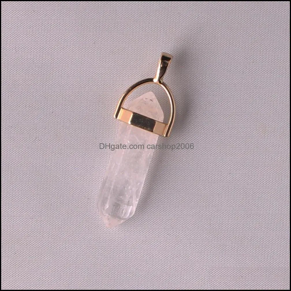 wholesale assorted rose quartz pendant natural stone pendulum charms hexagonal pointed healing reiki chakr carshop2006