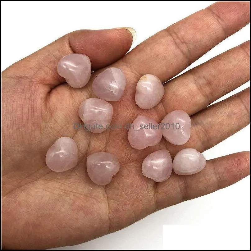 mini 15mm heart stone ornaments natural rose quartz turquoise stones decoration hand play handle pieces accessorie dhseller2010