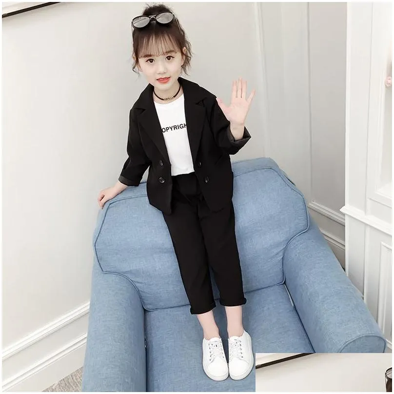 clothing sets clothes for kids girls jacket add pants 2pcs teenage baby spring autumn childrens suit set 4 6 8 10 12 14 years