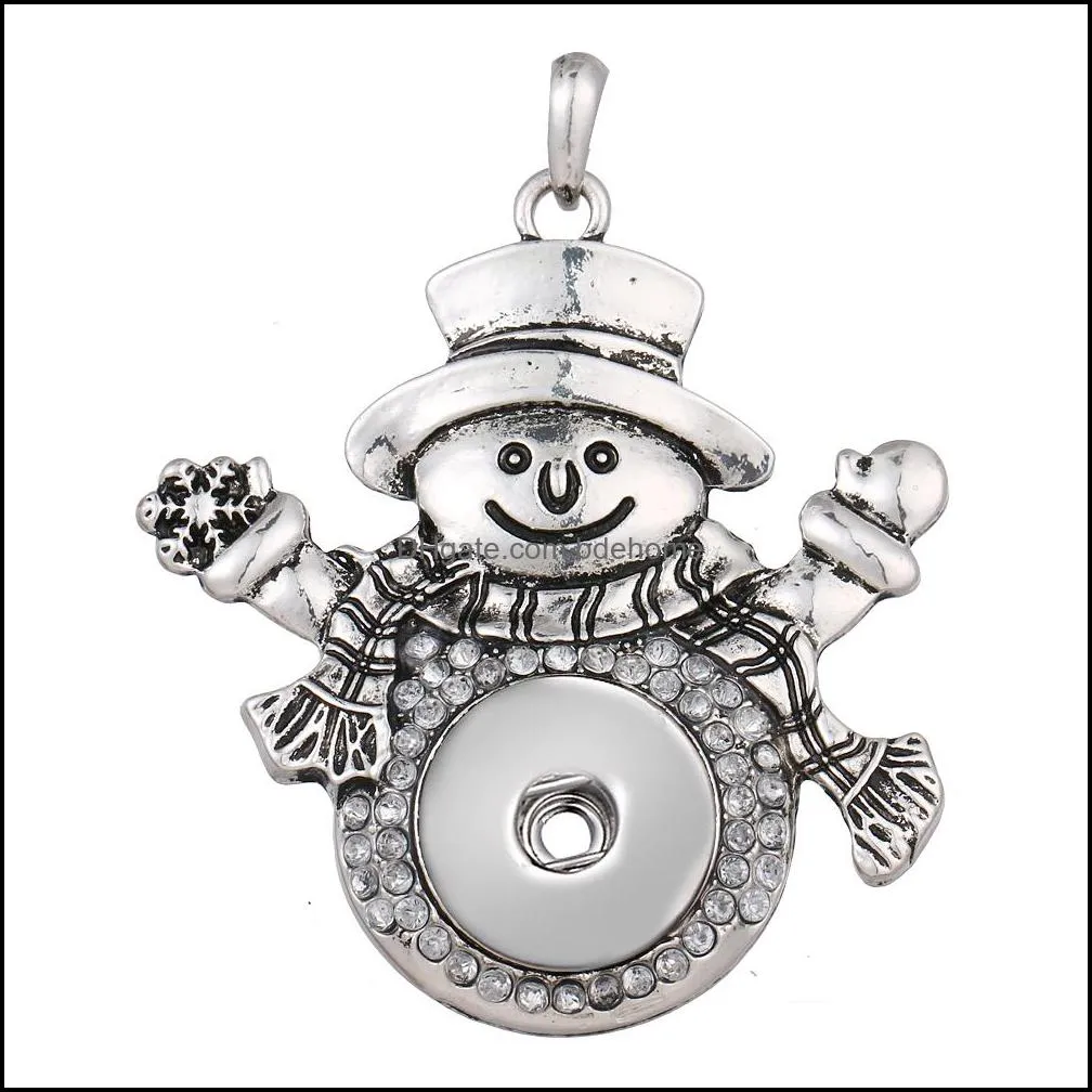crystal snowman snap button pendant accessories jewelry diy 18mm ginger snap jewelry necklace for women christmas gift