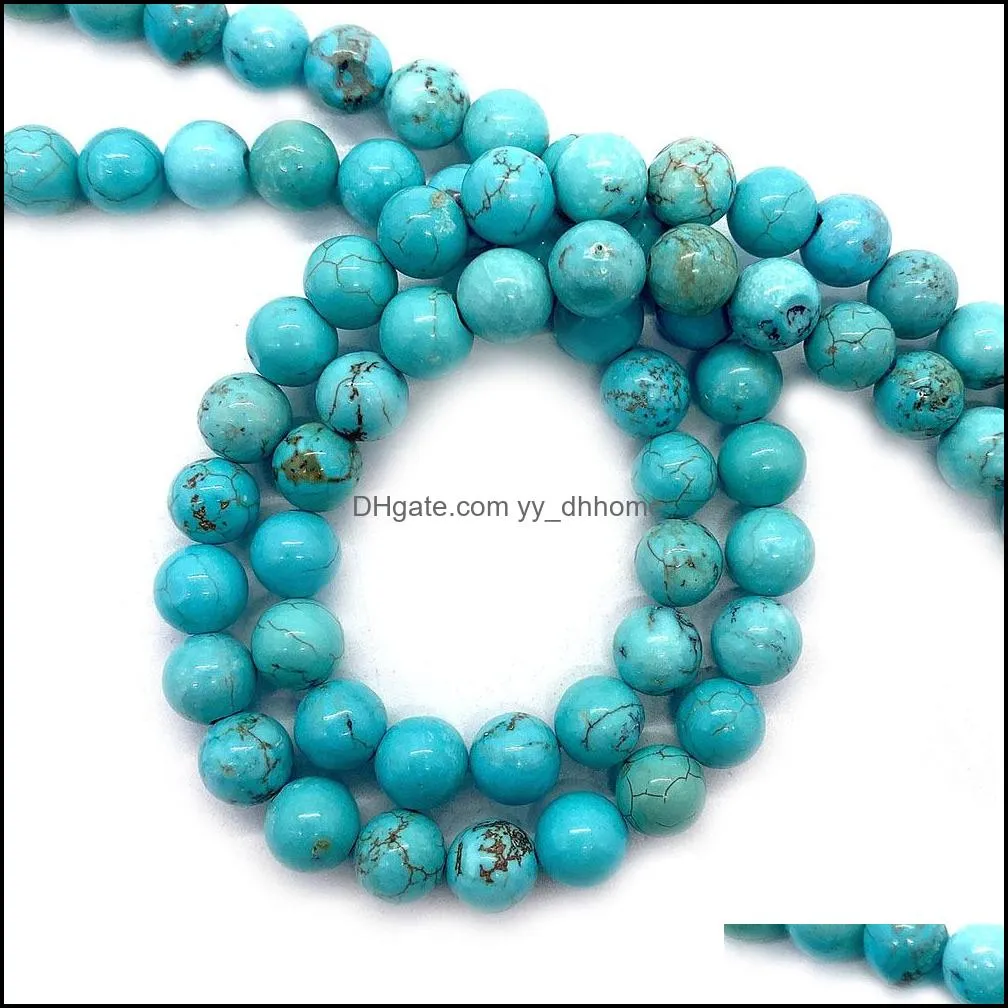 natural stones 6mm 8mm 10mm loose turquoise stone beads string diy bracelet accessories wholesale jewelry makin yydhhome