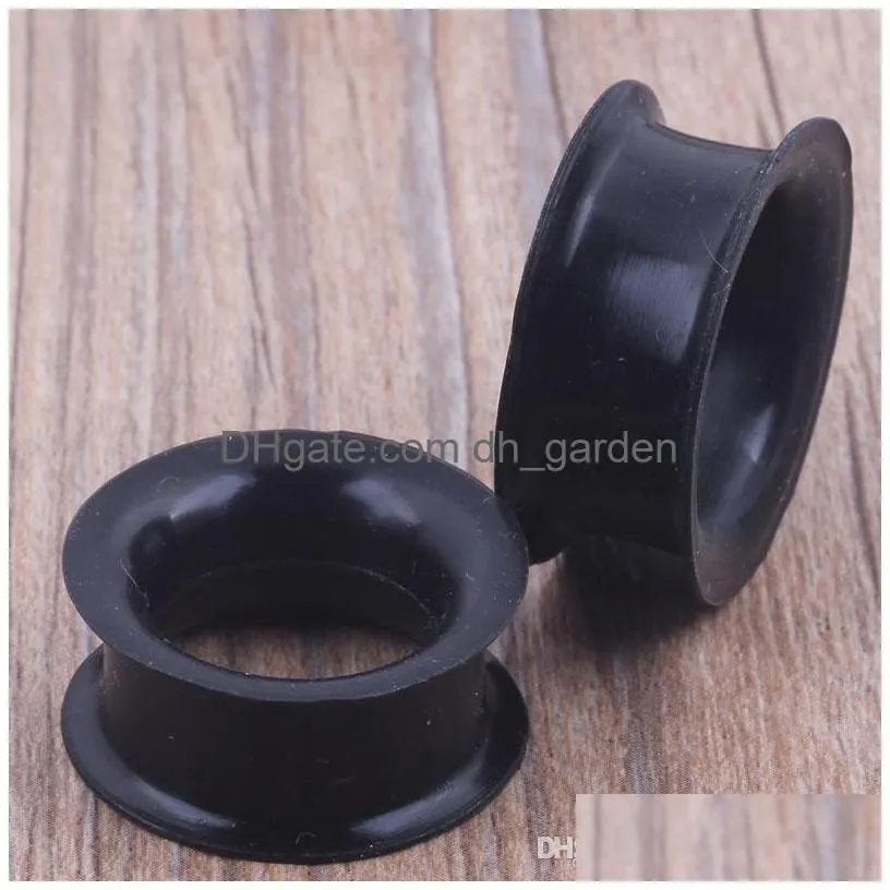 f27 mix 425mm silicone double flare silicone flesh tunnel ear plug 192pcs black color body jewelry