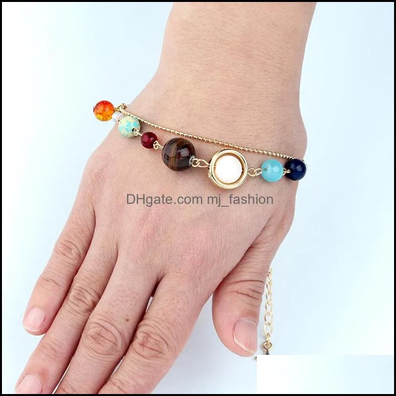 universe galaxy the eight planets in the solar system guardian star natural stone beads bracelet for women jewlry