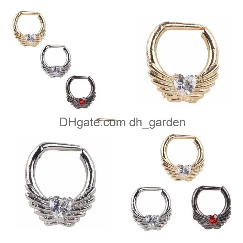 316 l surgical steel zircon nose ring hoop ring nose body jewelry fake septum rings piercing