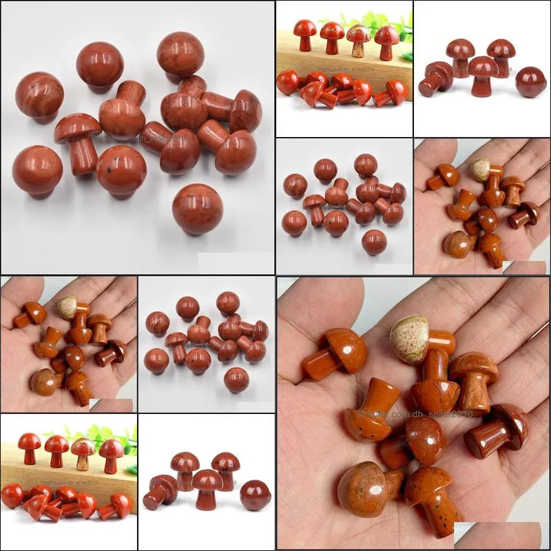 20mm mini red stone mushroom plant statue stones ornament carving home decoration crystal polishing dhseller2010