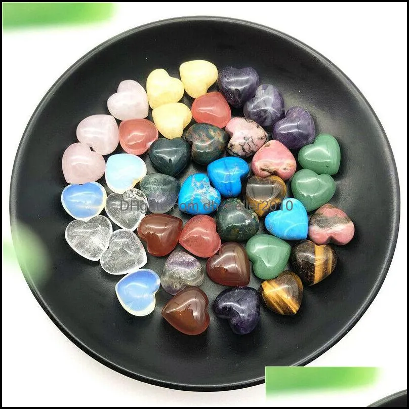 mini 15mm heart stone ornaments natural rose quartz turquoise stones decoration hand play handle pieces accessorie dhseller2010