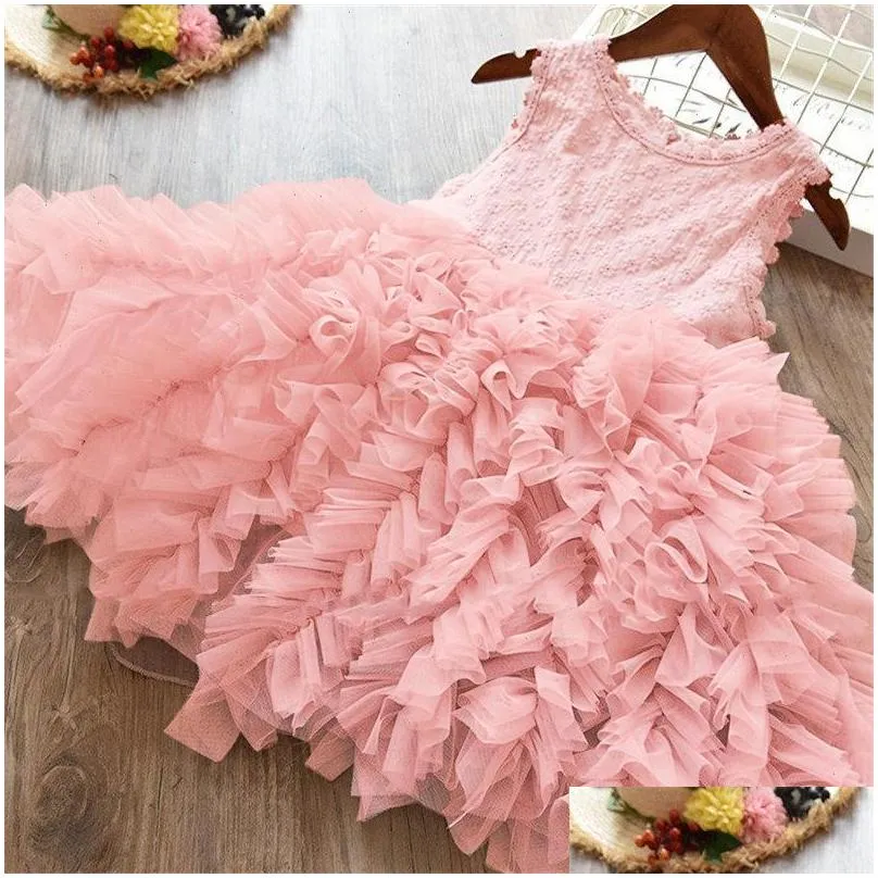 summer toddler girl dresses kids lace flower ball gown children girls fluffy cake smash dress princess party clothing