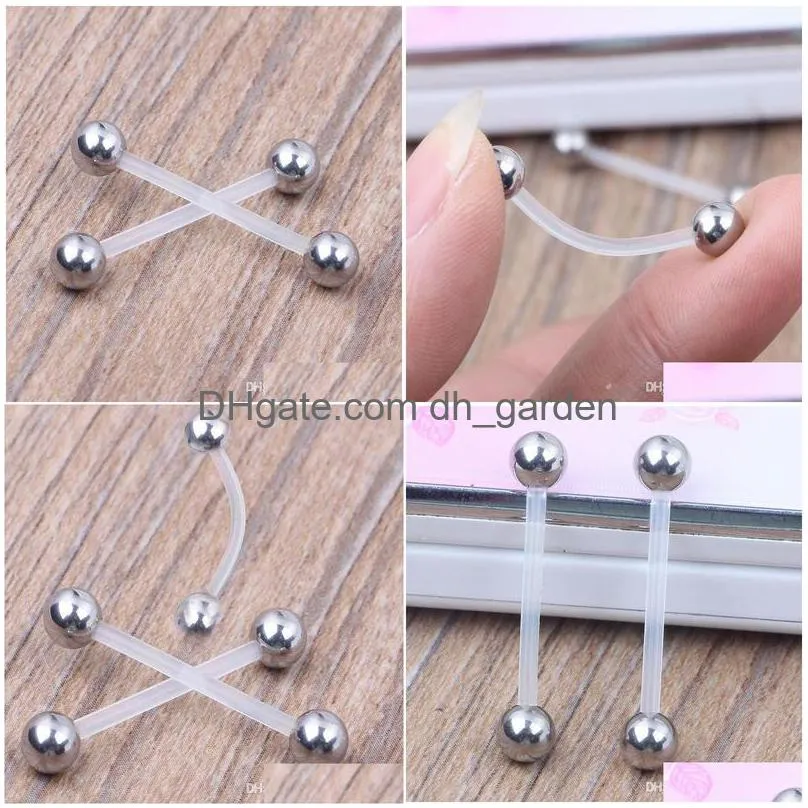 navel belly ring piercing stud jewelry with flexible bar for body jewelry button rings