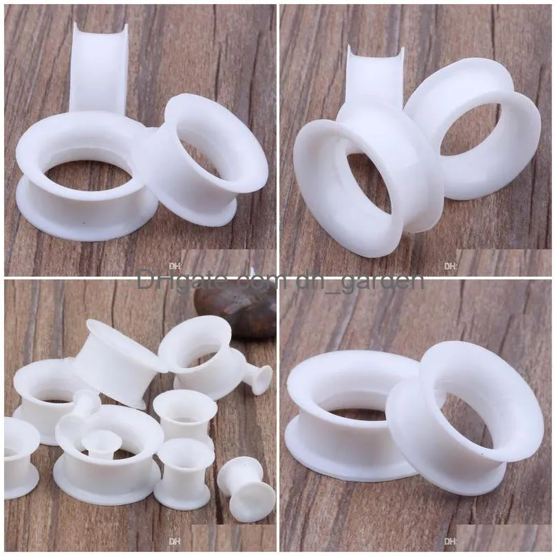 f28 mix 425mm white silicone double flare silicone flesh tunnel ear plug 192pcs body jewelry