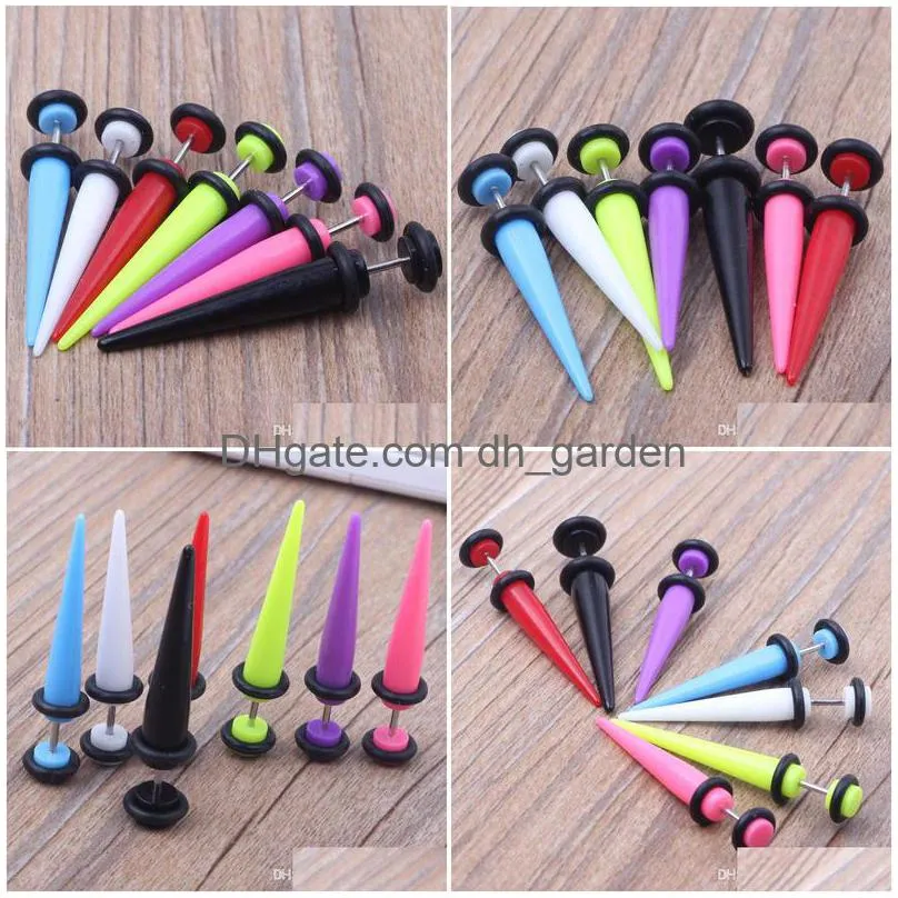 lot 100pcs 7 color neon color cheat ear plugs fake ear taper illusion fake plugs 5mm body jewelry