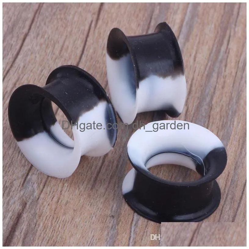 soft silicone ear gauges black white multicolor flesh tunnels stretcher plugs gauges earskin earlets body piercing jewelry