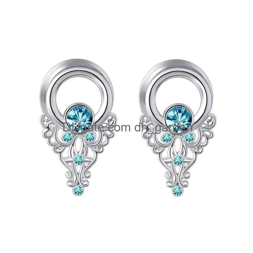 unique stainless steel woman drop head ear piercing plugs stretchers body jewelry earring gauges tunnels expanders drop ship