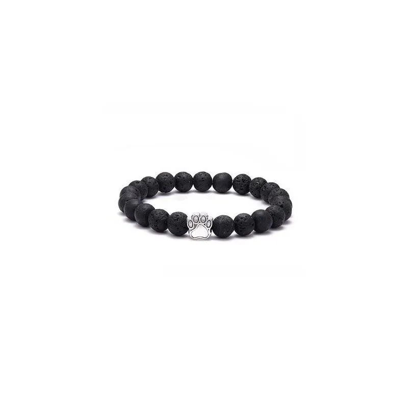 7colors colourful black lava stone dog paw bracelet diy aromatherapy  oil diffuser bracelet for women