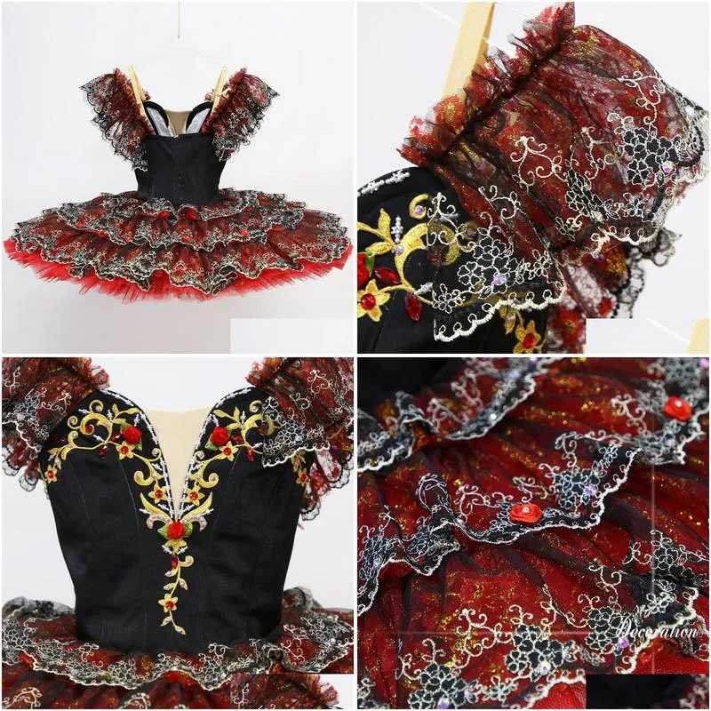 new style dancewear for kid black red factory wear knee classical fairy dress ballet costumes on tutu leotard green