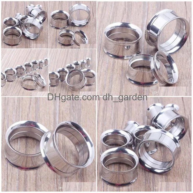 mix 520mm 36pcs stainless steel body jewelry double flare internally thread flesh tunnel silver ear plugs