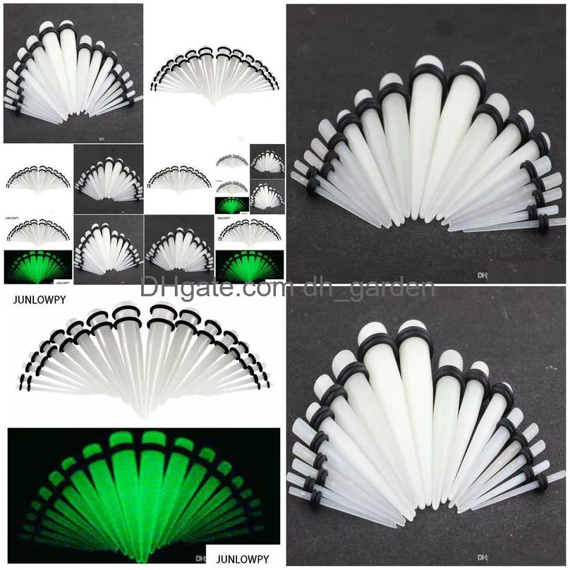 grow in the dark acrylic ear taper and plug gauge stretching kits flesh tunnel expansion body piercing jewelry 100pcs