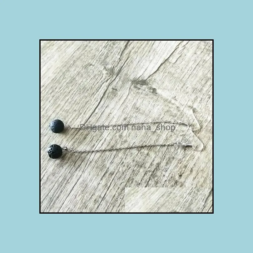 black lava stone long tassel earrings necklace diy aromatherapy  oil diffuser dangle earings jewelry women