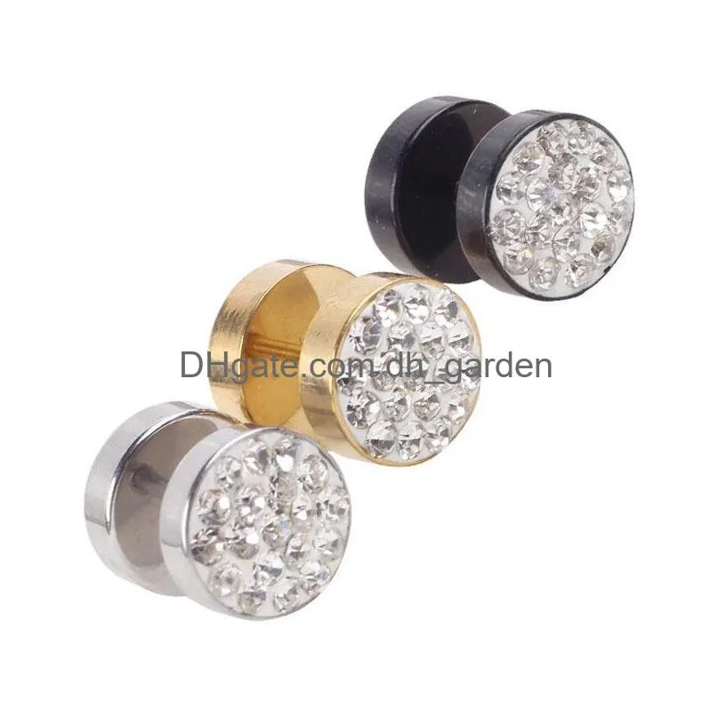 silver and clear black cz gem fake ear plugs gauges and tunnel expander stretcher 16g tragus helix cartilage ear piercing stud