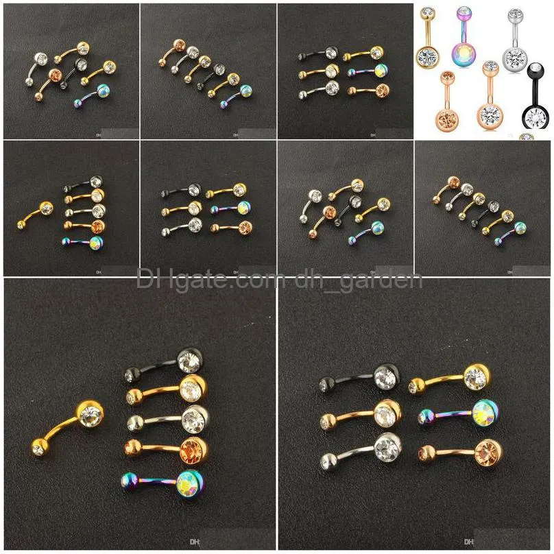 wholesale belly piercing earrings 14g belly button rings stainless navel ring screw bar body jewelry 120pcs 6 colors
