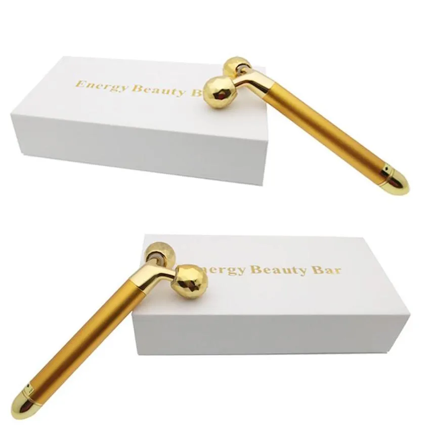 electric 24k gold roller beauty stick 3d roller facial massager slimming face lift roller v face mini ball rolling massager.