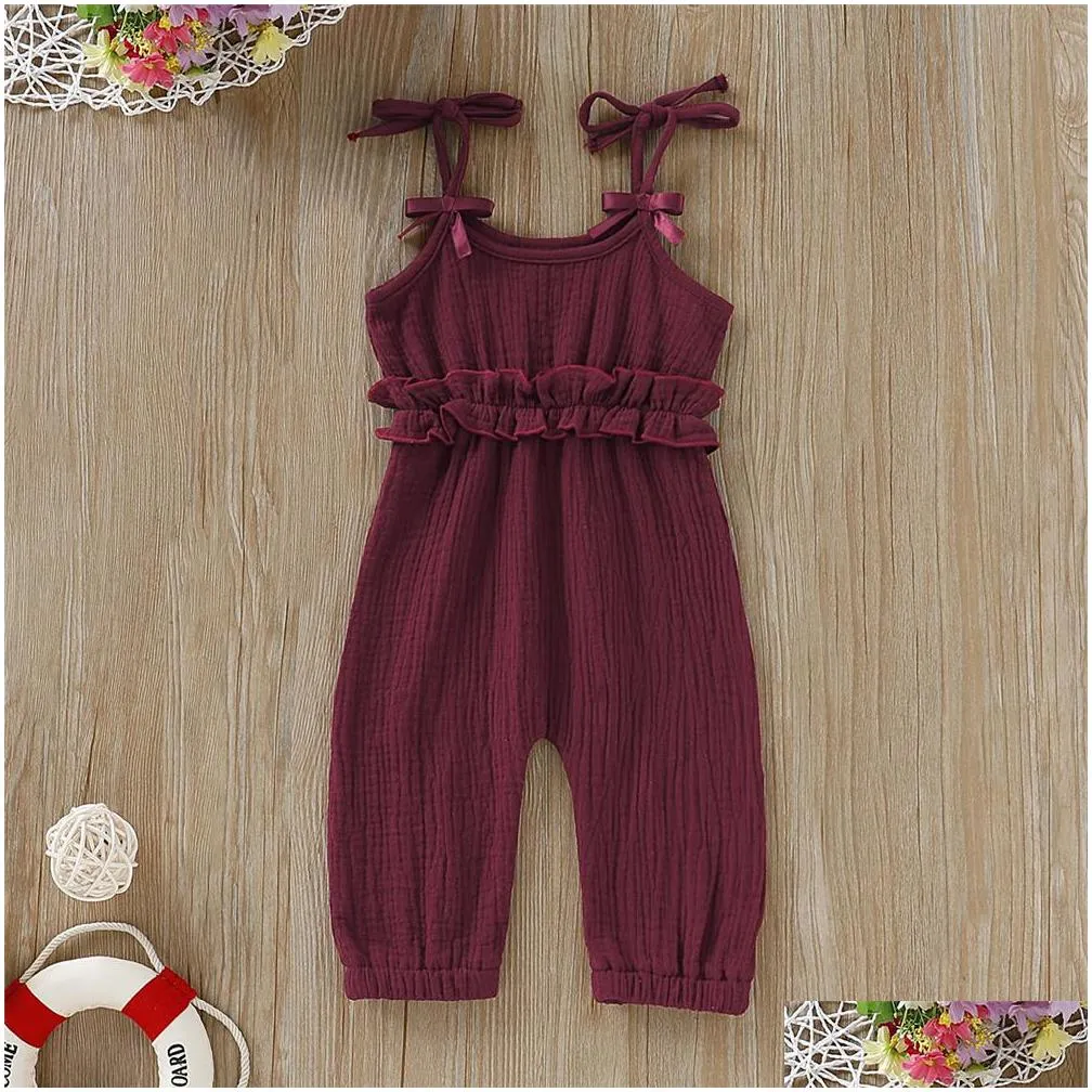 mikrdoo newborn infant baby girl bodysuit summer cute clothes straped ruffle romper cute solid color jumpsuit for 024 months