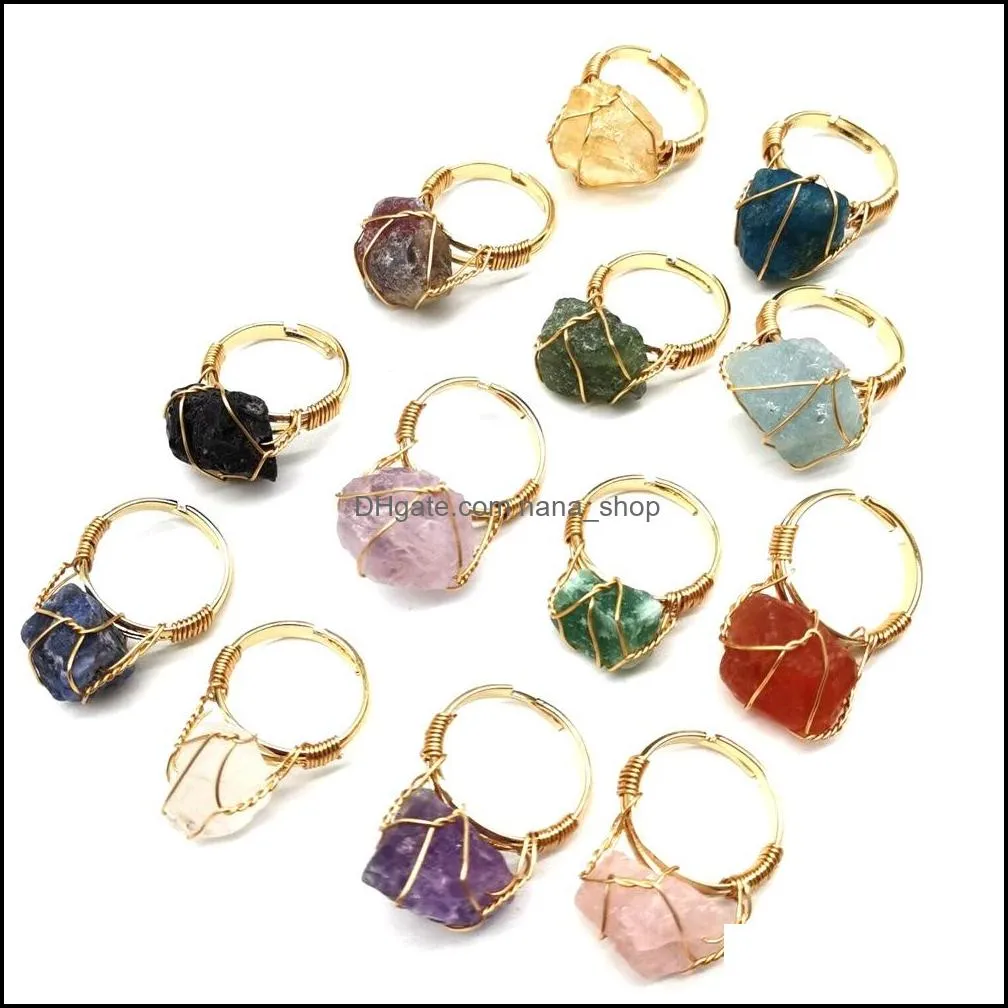 Amethyst Solitaire Ring Wire Wrap Natural Stone Rings Lapis Lazi