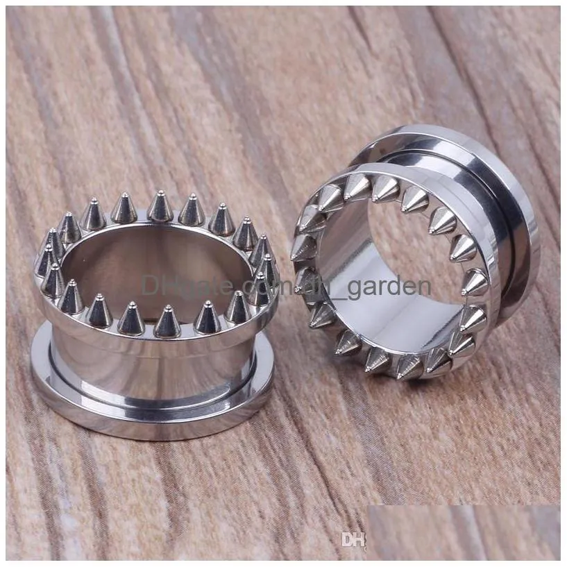 mix 518mm 80pcs/lot spike overstate rivet screw flesh tunnel stainless steel ear plug piercing body