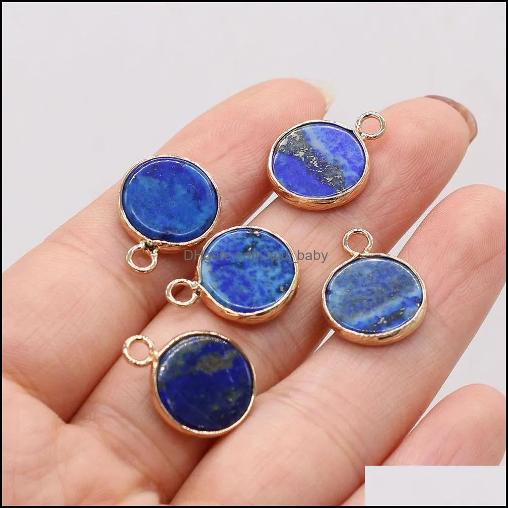 natural stone 23x48mm round rose quartz lapis lazuli turquoise tigers eye opal pendant charms diy reiki healing earrings necklace jewelry