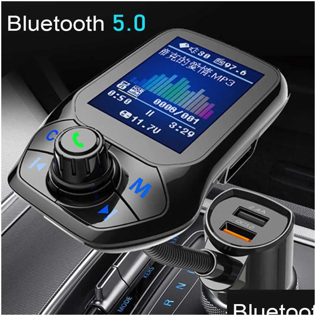 car  mp3 music player bluetooth 5 receiver fm transmitter dual usb qc3.0 charge u disk / tf card lossless music
