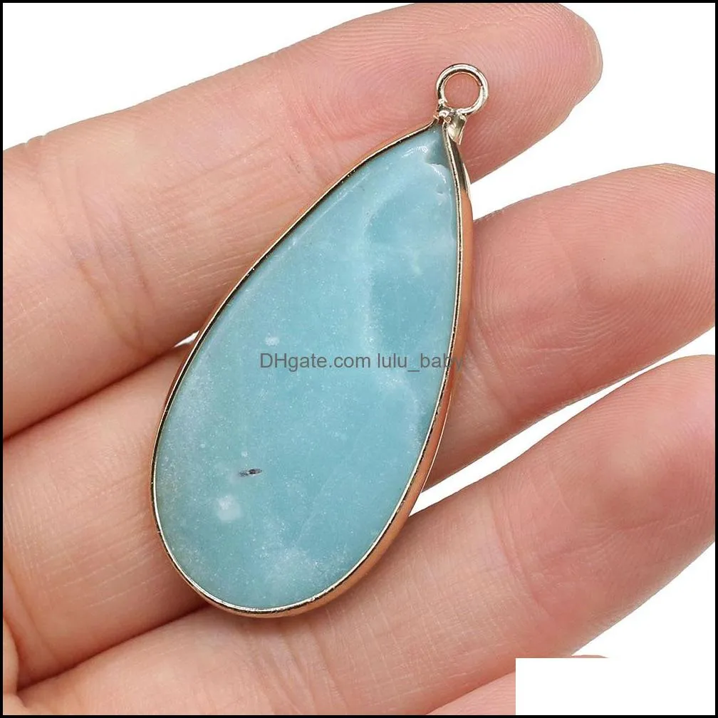 natural stone water drop rose quartz turquoise pendant charms diy for druzy bracelet necklace earrings jewelry making