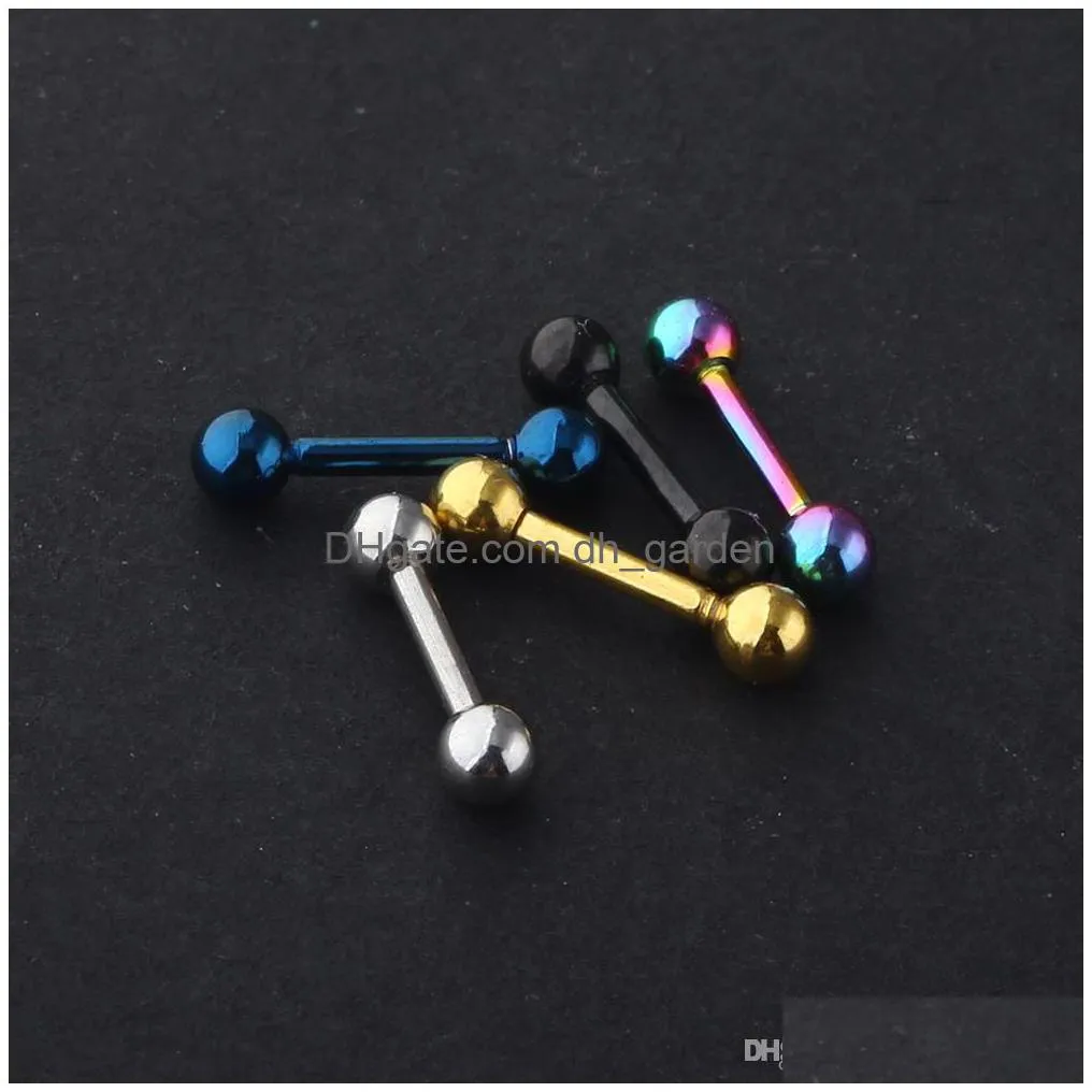 surgical steel ear stud body jewelry kit 16g mix 5 colors tragus bar earring helix piercing cartilage for women 100pcs