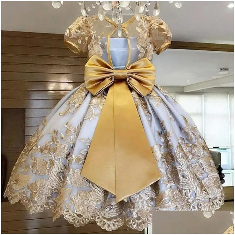 lace flower girls dress for wedding gown birthday party tutu bow teenage girl kids clothes 4 8 10 years children formal frocks