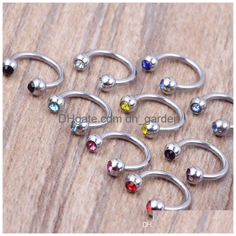 100pcs/lot 316l plated body piercing jewelry mixed 10 colors horseshoe ring nose ring stud