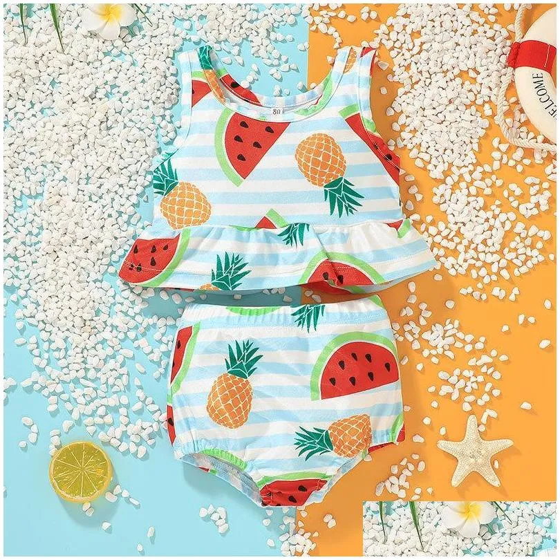 onepieces baby girls bikini swimsuit suit childrens clothing summer beach short pants sleeve 2pcs set vacation dress holiday gift