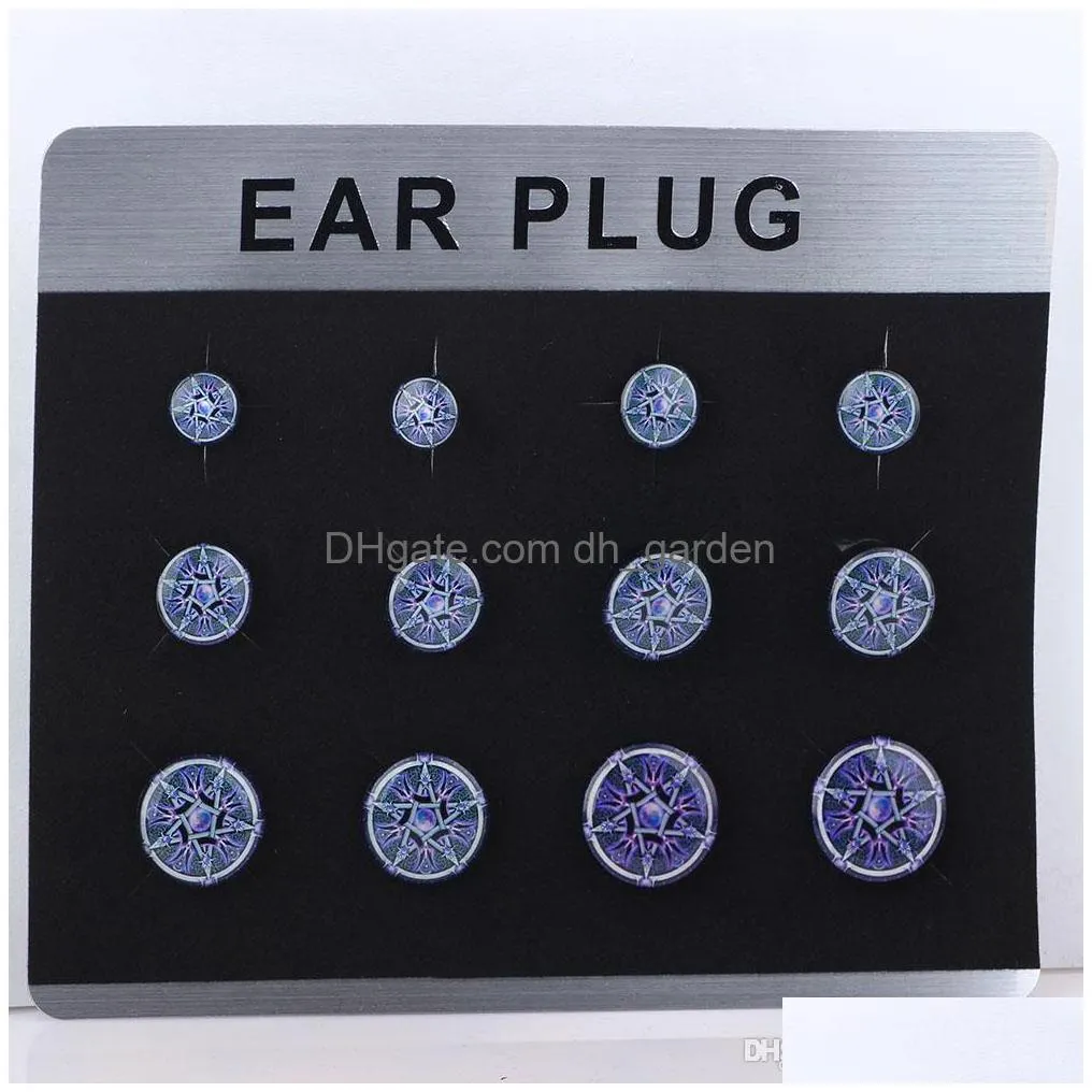 mix 6 sizes 5 cards internal thread ear expander plugs kit screw flesh tunnel gauge earring stretchering body piercing