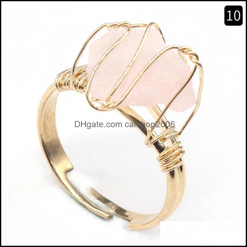 fashion crystal stone ring handmade gold wire wrap druzy bohemian jewelry gift rings for women birthday party rings carshop2006