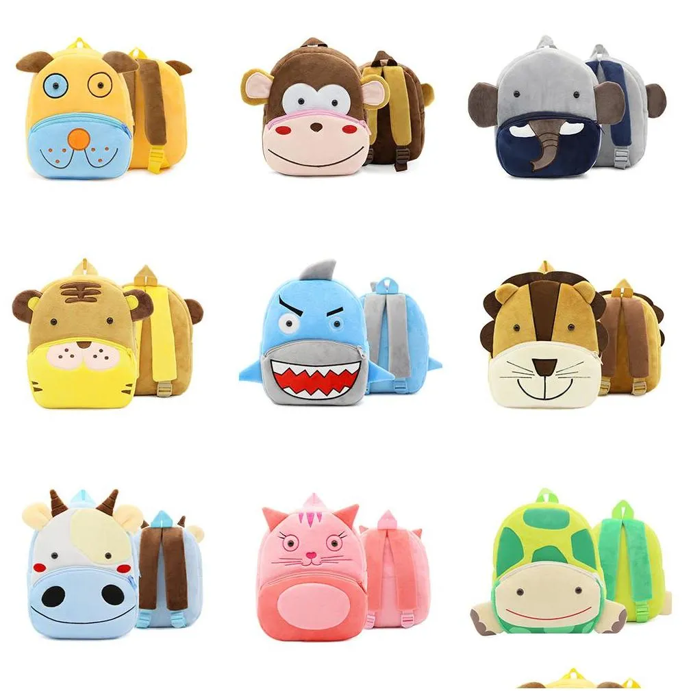 kids plush animal backpacks dinosaur puppy panda moneky unicorn bear elephant giraffe 30 designs zoo 3d shoulders backpack kindergarten