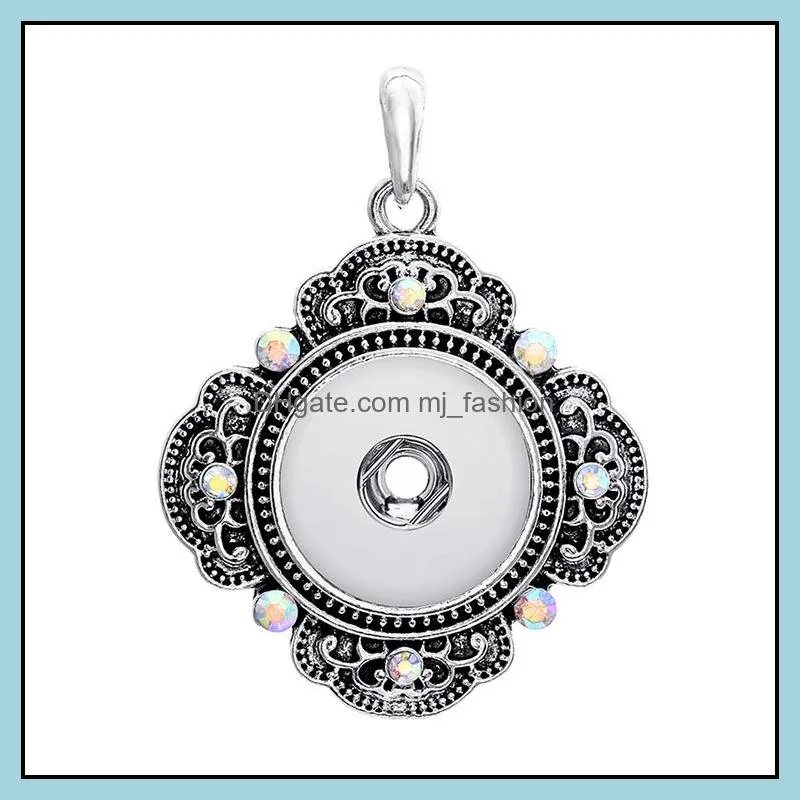 fashion crystal snap button necklace 18mm ginger snaps buttons charms with stainless steel chain necklaces for women jewelry