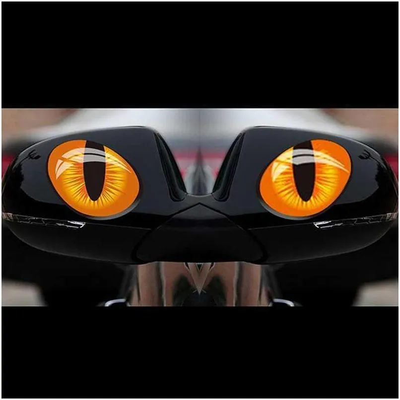 2 pcs/set auto rearview mirror cover window 3d stickers animal cat eyes style car engine hood vinyl decals car decoration