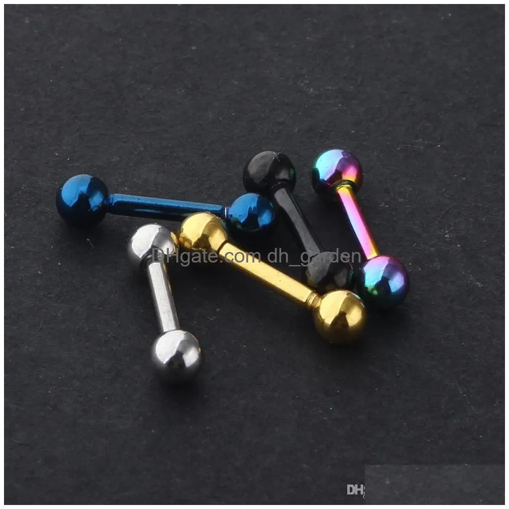 surgical steel ear stud body jewelry kit 16g mix 5 colors tragus bar earring helix piercing cartilage for women 100pcs