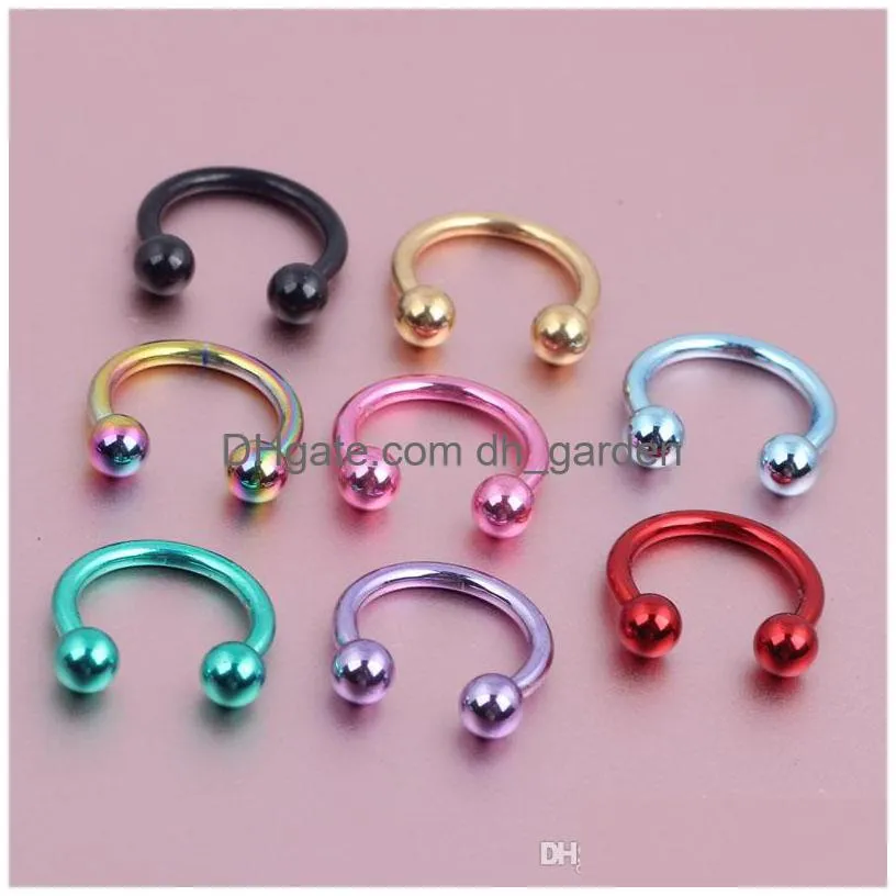 16g titanium anodized balls circulars horseshoes cbr ring eyebrow nose rings body piercing jewelry