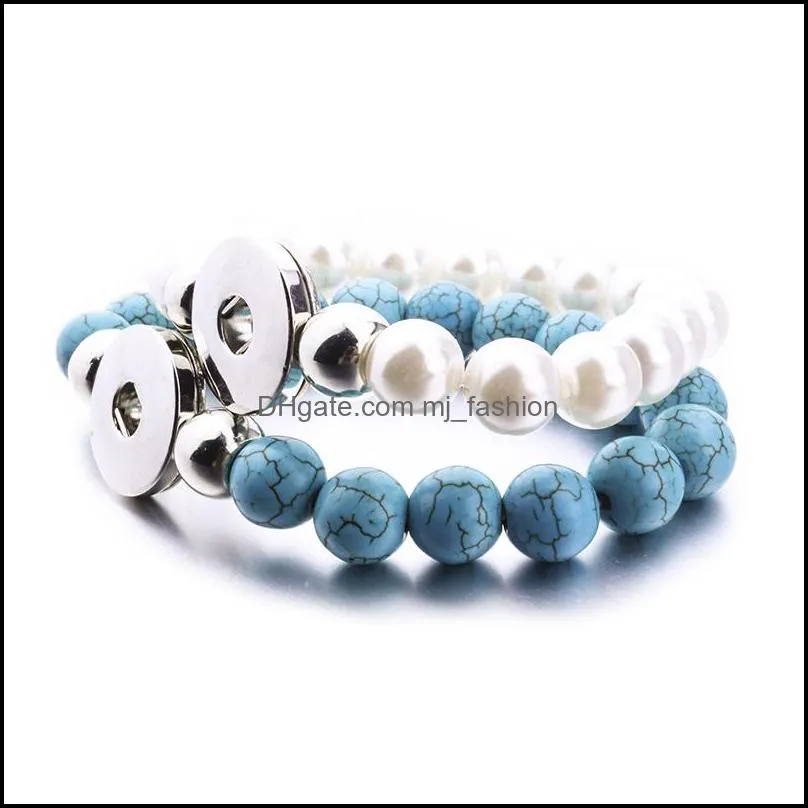 10mm black lava stone turquoise bead snap button bracelet aromatherapy  oil diffuser bracelet for women snap button jewelry
