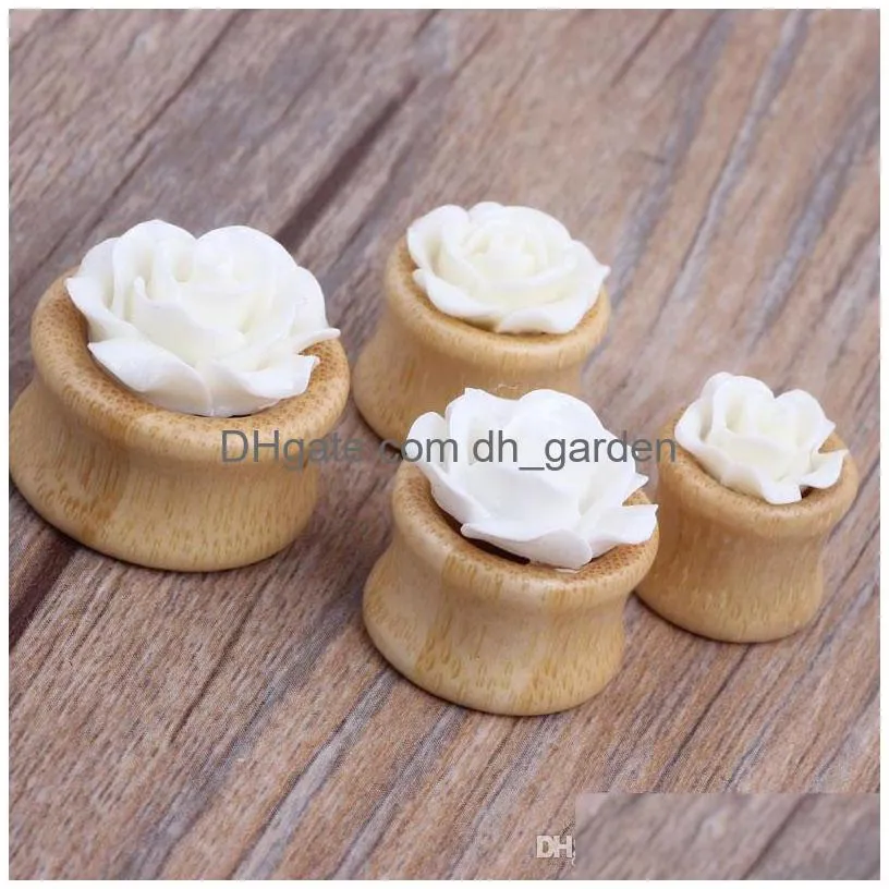 bamboo hollow flesh tunnel with flower for wholesales body jewelry facotry sales piercing stretcher