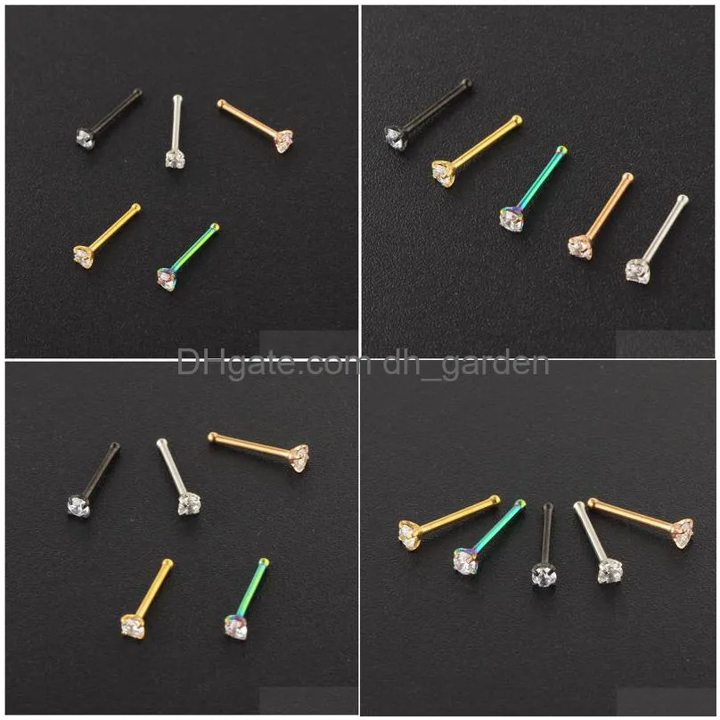 nostril piercings cz crystal piercing nose stud stainless steel star rings nariz jewelry wholesales mix color