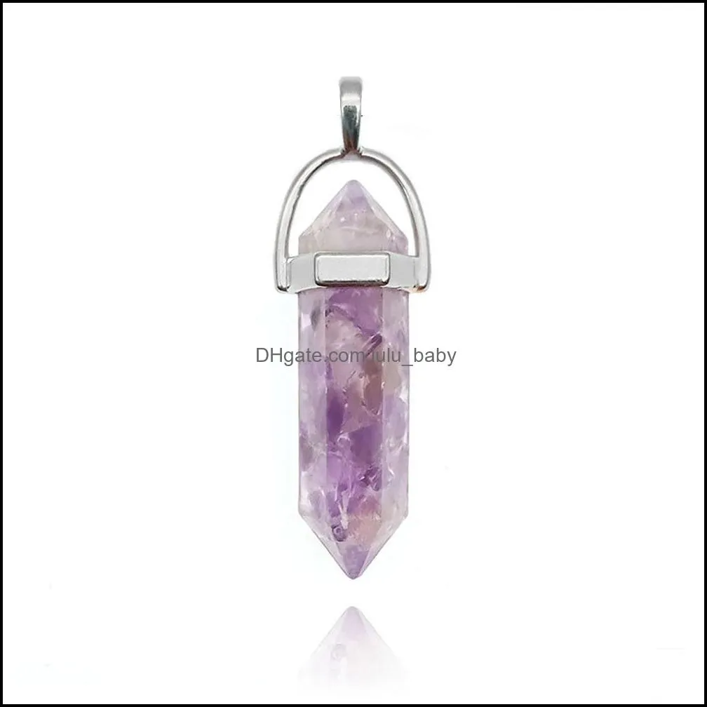 natural gravel hexagonal pillar warhead crystal charms pendants for diy necklace jewelry accessories